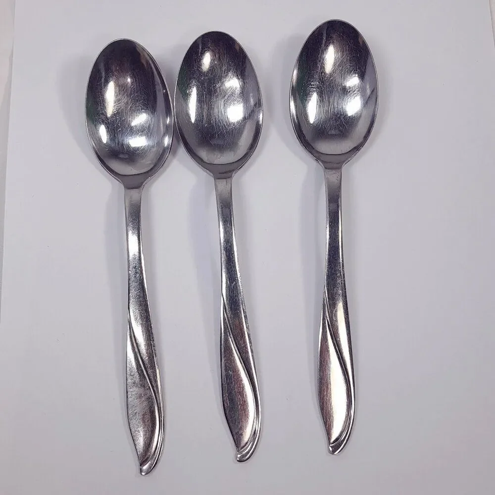Vintage Utica Cut. Co. Japan‎ stainless oval soup spoon set 3 swirl UTI51 Cut co
